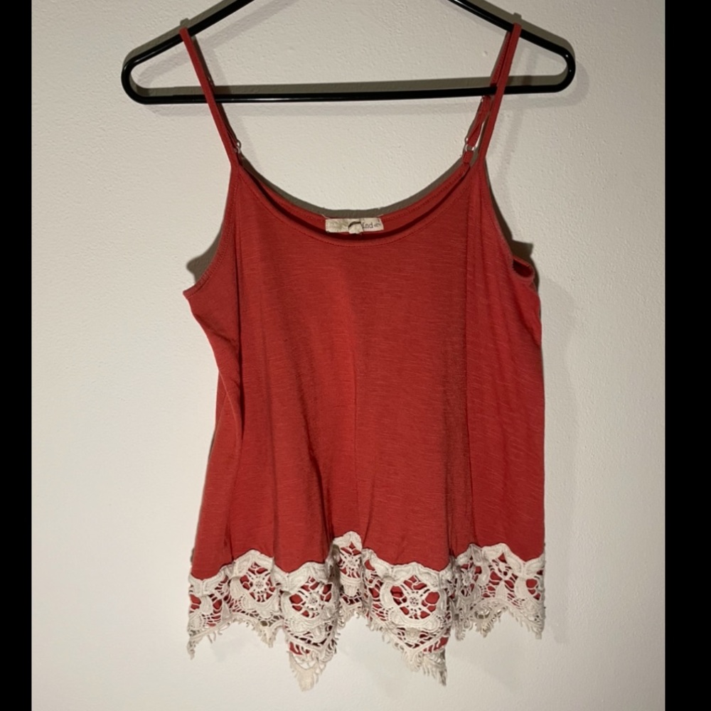 Pink or gray tank top with lace at the bottom; Size S